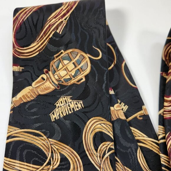 Tim Allen Home Improvement Men's Necktie Polyester Black & Gold 56" x 4" Vintage - Picture 5 of 9